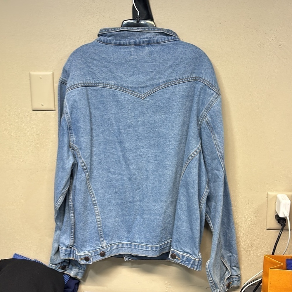 Justalwart trucker denim jacket viscose blended button down coat XL - Picture 9 of 15